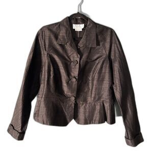 Vintage New York City Blouse Co women's 100% silk black button jacket size 14